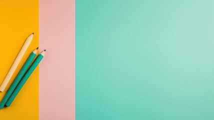 Vibrant arrangement of colored pencils on a pastel background, perfect for creative projects and artistic inspirations.