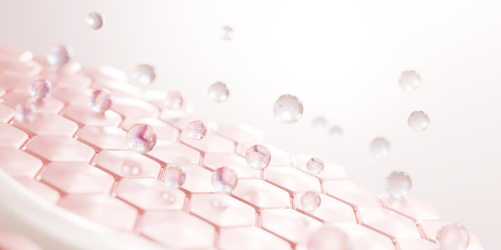 3D Collagen Skin Serum and Vitamin illustration isolated on soft color background. concept skin care cosmetics solution. 3d rendering.	
