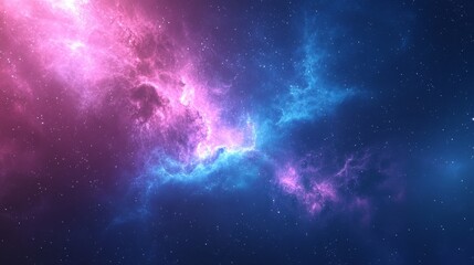 Fototapeta premium Cosmic Nebula with Pink and Blue Swirls and Scattered Stars