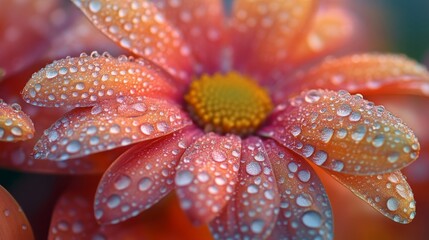 Fototapeta premium Dewdrops on a Red Flower Petal