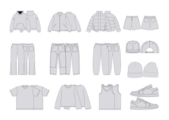 Streetwear Vector Mockup Pack Streetwear Mockup Template Pack Bundle Fashion Illustrator Vector Tech Pack Procreate Mockup Template Design