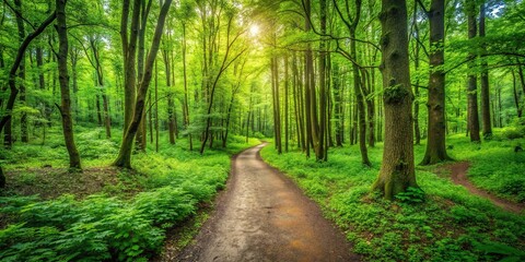 Serenity of nature trail in lush forest