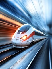 Fototapeta premium High-Speed Train - Future Travel - Blurred Background, Fast Motion