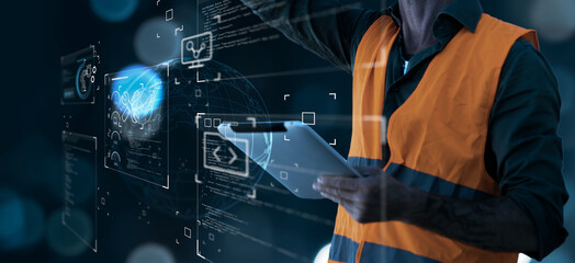 Software engineering using computer tablet designing programming code application softwares...