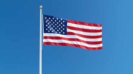 Obraz premium American Flag Waving in Blue Sky