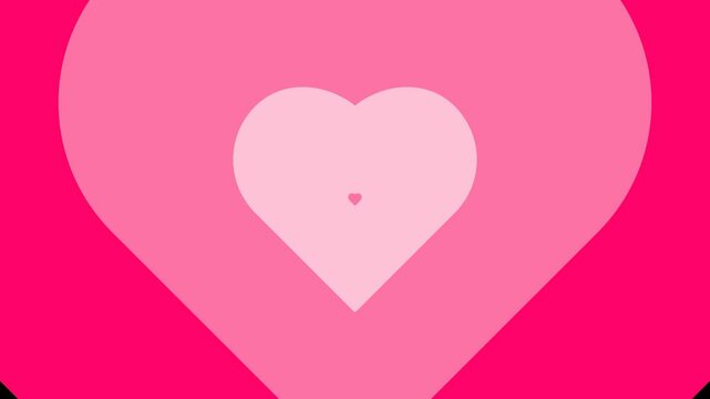 The cute pink love shape transition animation expands to fill the screen. suitable for in and out video editing. Alpha channel only on 4K