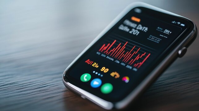 Close up view of a fitness tracker device syncing wirelessly with a smartphone app enabling seamless data transfer and comprehensive analytics for health and wellness tracking