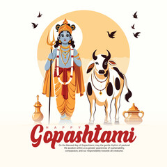 Happy Gopashtami ocial media post template