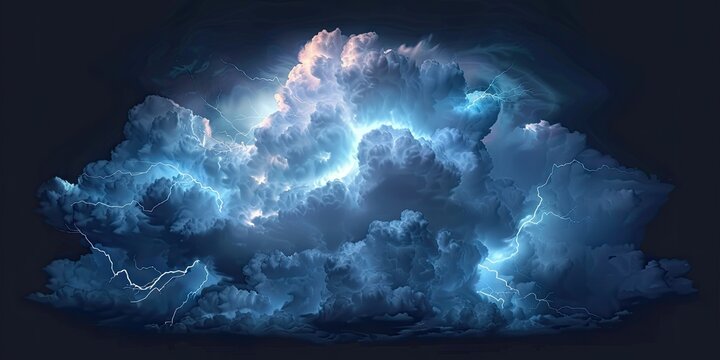 Realistic Dark Cloud with Thunder and Lightning Overlay