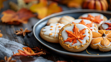 Sugar Cookies Thanksgiving Day themed, food photography