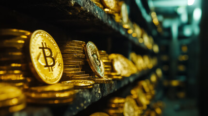 Stacked Bitcoins in Secure Storage Facility