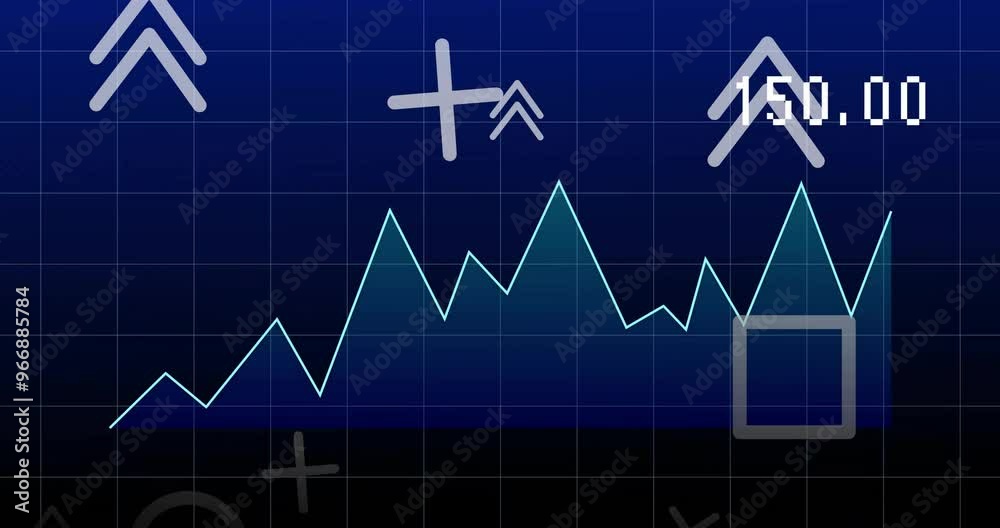 Poster animation of data processing and diagrams over shapes
