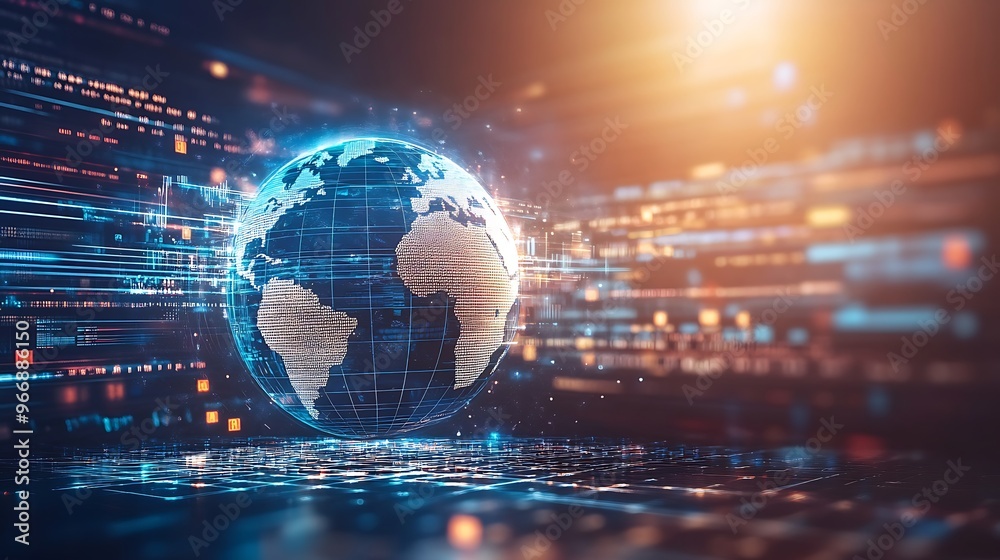 Aufkleber digital globe on a network of data