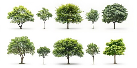 Fototapeta premium Collection of trees isolated on white background 