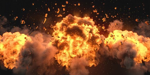 Realistic fiery explosion splitter, ideal for cinematic visual effects and gaming assets.