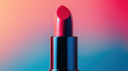 Close-up of a lipstick case with a bold, vibrant color, no logo, focal point on the packaging, no people.