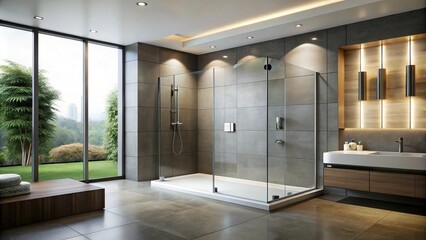 Sleek shower enclosure Silhouette in contemporary bath