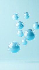 A blue background with a bunch of blue spheres floating in the air