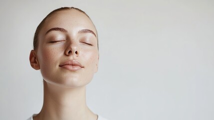 Serene Portrait of a Woman with Eyes Closed in Peaceful Meditation