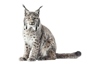Fototapeta premium Eurasian lynx sitting isolated on a transparent background
