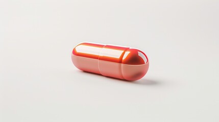 A single red capsule pill isolated on a white background.