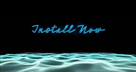 Animation of install now text over green spots - Powered by Adobe