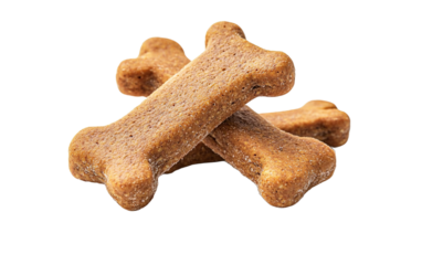 2 dog bone shaped dog treats on white background,png