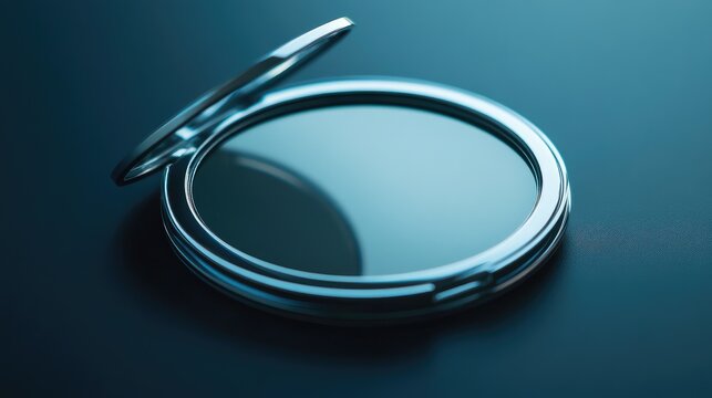 Detailed shot of a cosmetic compact case, with a sleek, modern design, no branding visible, clear focal point, no people.