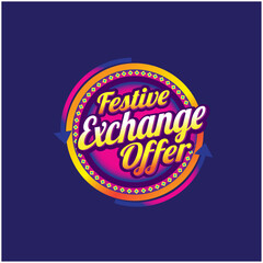 Festive Exchange Offer New Abstract Colorful Logo unit vector. Advertising, Sale, marketing, Promotional logo