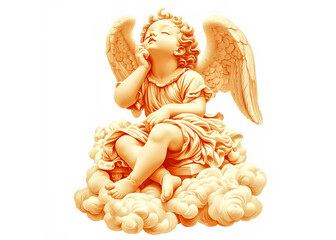 Sleeping Angel: A celestial guardian with delicate features rests upon a fluffy cloud, a symbol of...