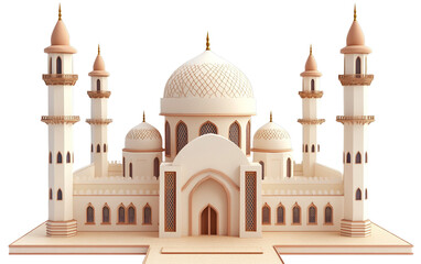 Obraz premium 3d illustration of mosque on white background,png