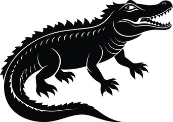 Fototapeta premium black crocodile vector illustration silhouette, Print