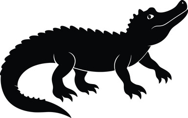 black crocodile vector illustration silhouette, Print