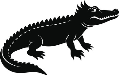 black crocodile vector illustration silhouette, Print