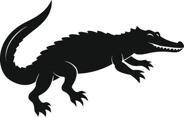 Obraz premium black crocodile vector illustration silhouette, Print