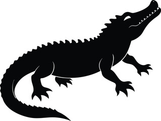 black crocodile vector illustration silhouette, Print