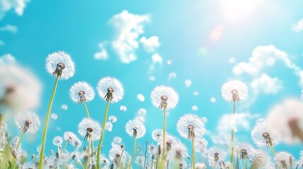 Dandelion Wishes in the Blue Sky