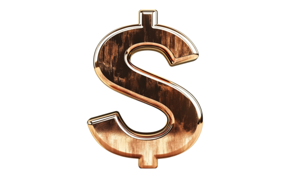 3d rendered Brown and gold on white background,png