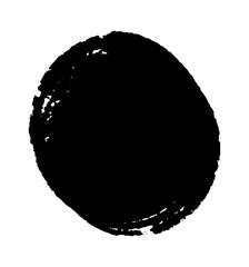 Black grunge circle. Round stamp. Painted ink brush circle vector.