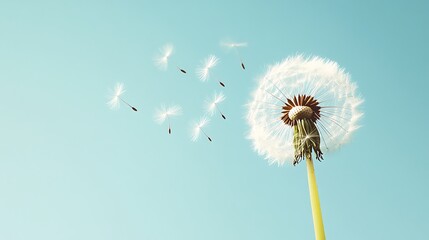 Dandelion Seeds Floating in the Wind