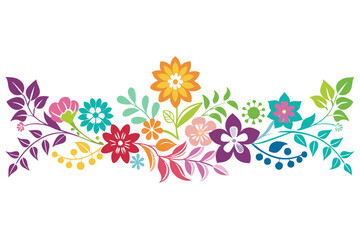 White background with colorful flower border.