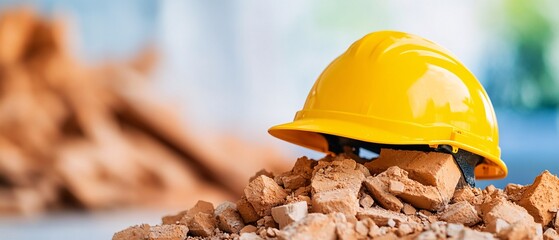 Demolition with a focus on structural breakdown diagrams, graph, large copy space for text, deep depth of field