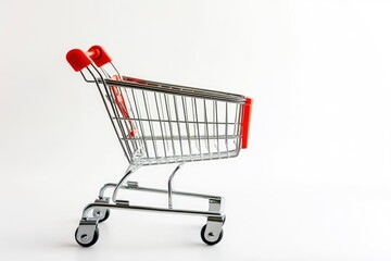 Shopping cart isolated in white background, copy-space with generative ai