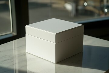 White Box on a Marble Surface in Sunlight