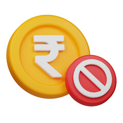 block rupee coin 3d icon isolated on the transparent background