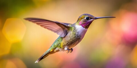 Fototapeta premium A whirlwind of green and orange flashes across the background, a blur of leaves and petals, as the