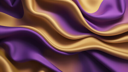 Obraz premium Abstract Background with Bright Gold and Purple Wave Silk Fabric