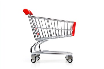 Shopping cart isolated in white background, copy-space with generative ai