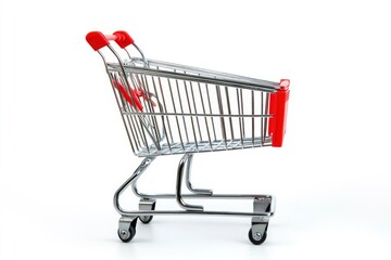 Shopping cart isolated in white background, copy-space with generative ai
