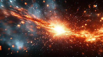 Abstract radiant burst of sharp metallic shards radiating outward from a central point. generative ai